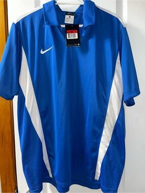 Nike Men’s Royal Blue Short-Sleeve Performance Jersey with White Panels